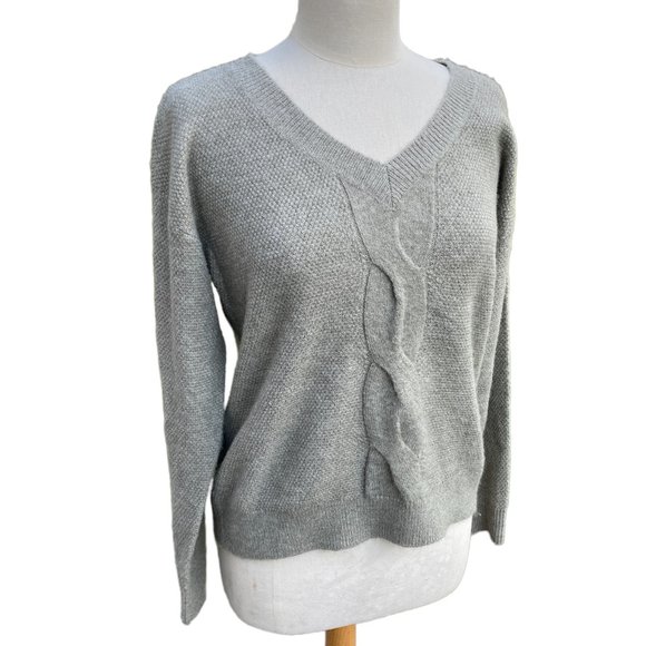 Survival Cable Waffle Knit Sweater Wm Sz S Marled Sage Green Sustainable Coastal - Picture 1 of 13